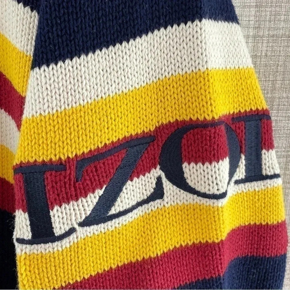 Vintage IZOD Navy Blue Embroidered Logo Mock neck pullover Men's M 8900/b - Picture 3 of 7